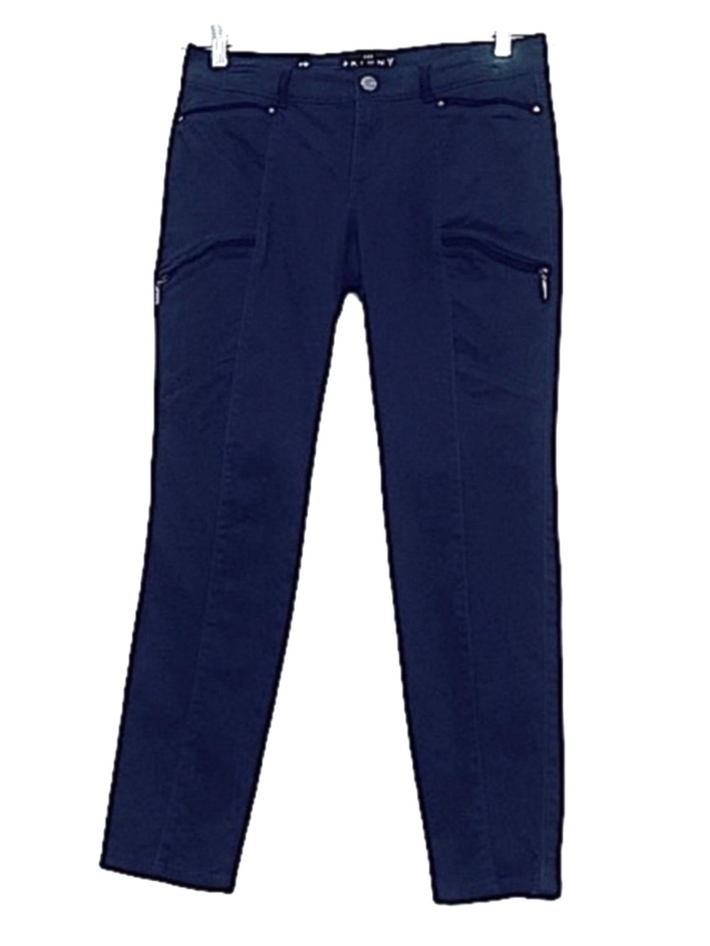 WHBM Skinny Ankle Utility Pants Velvet Trim Cargo Pockets Officer Blue Size 6